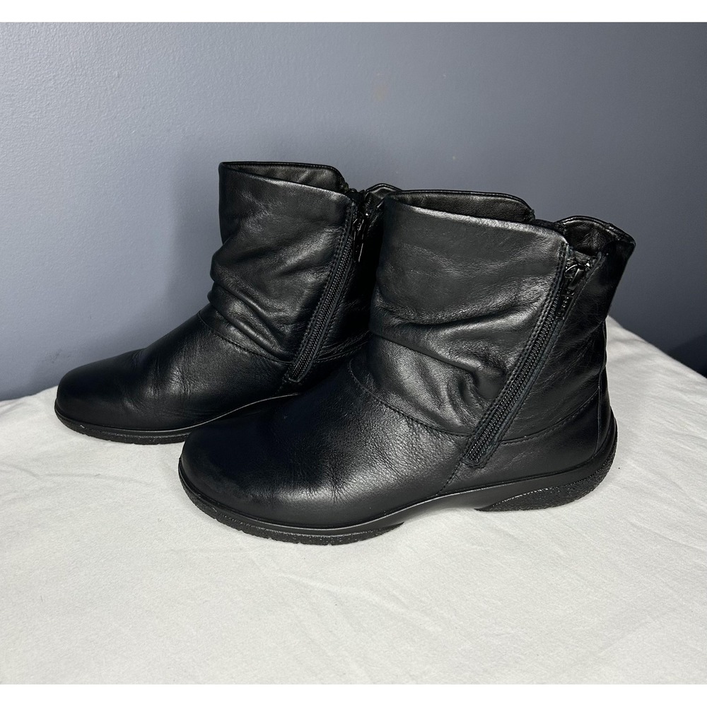 Hotter Boots Womens Size 6.5 Black Whisper Ankle Bootie Leather Zip Flat Comfort - Picture 15 of 16